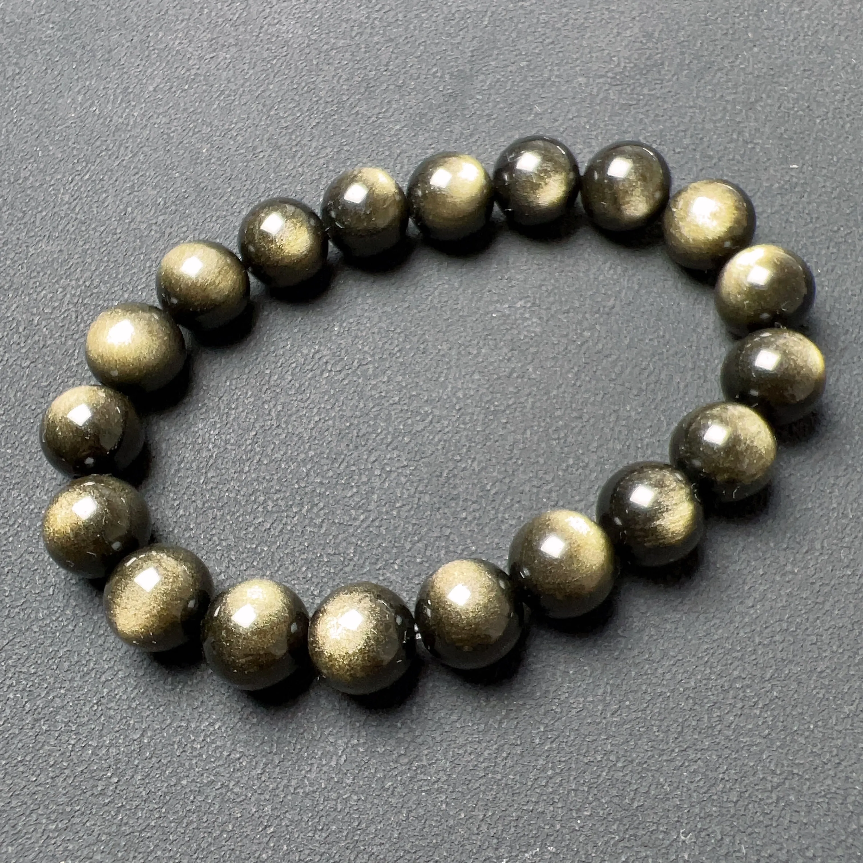 Top Grade 10mm Golden Sheen Obsidian Bracelet | Handmade Men Women Reiki Healing Stone