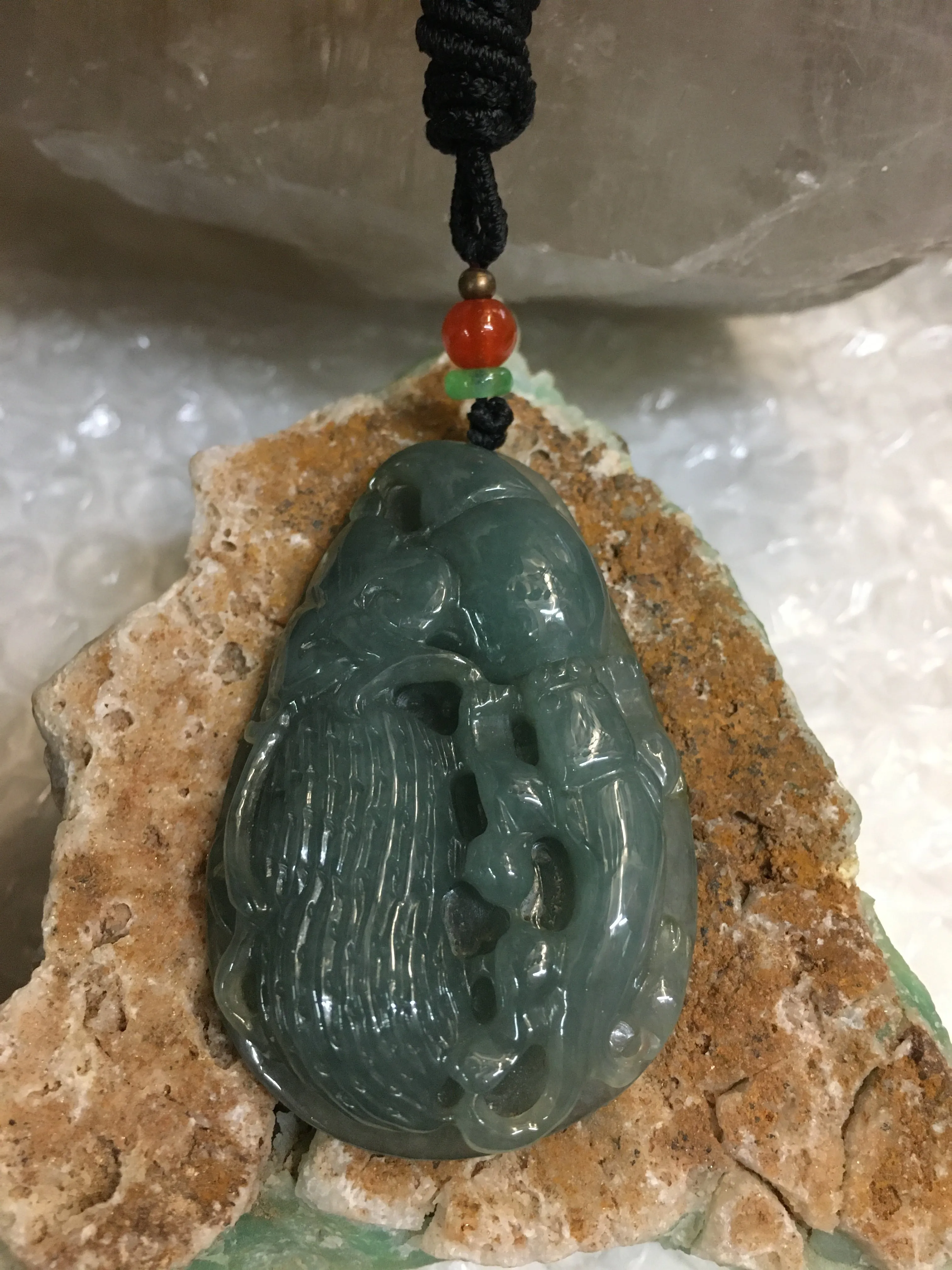 Unique Lake Green Lucky Jadeite Jade Pendant Necklace For Men & Businessman