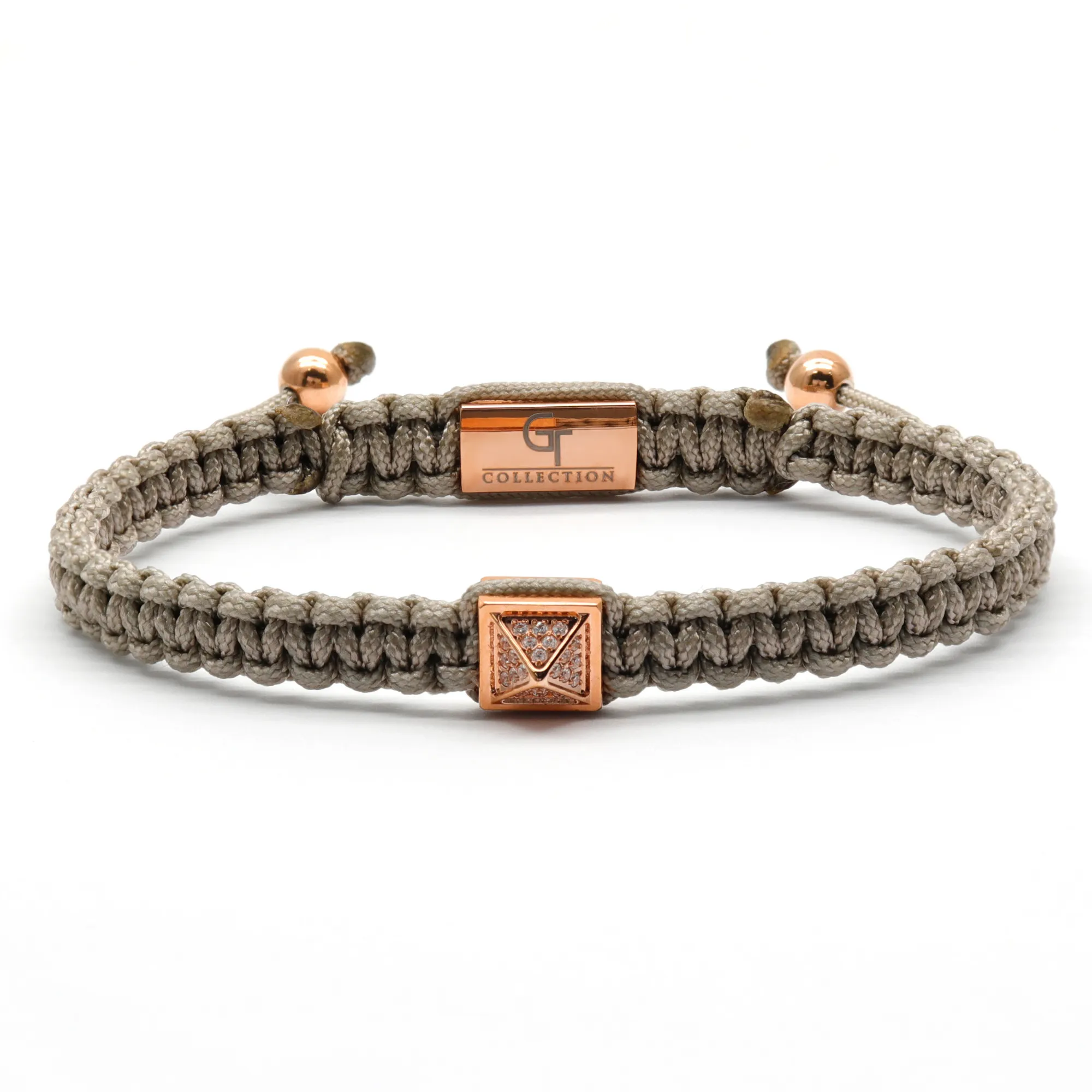 Unisex Rose Gold Pyramid Bracelet with Zircon Diamond