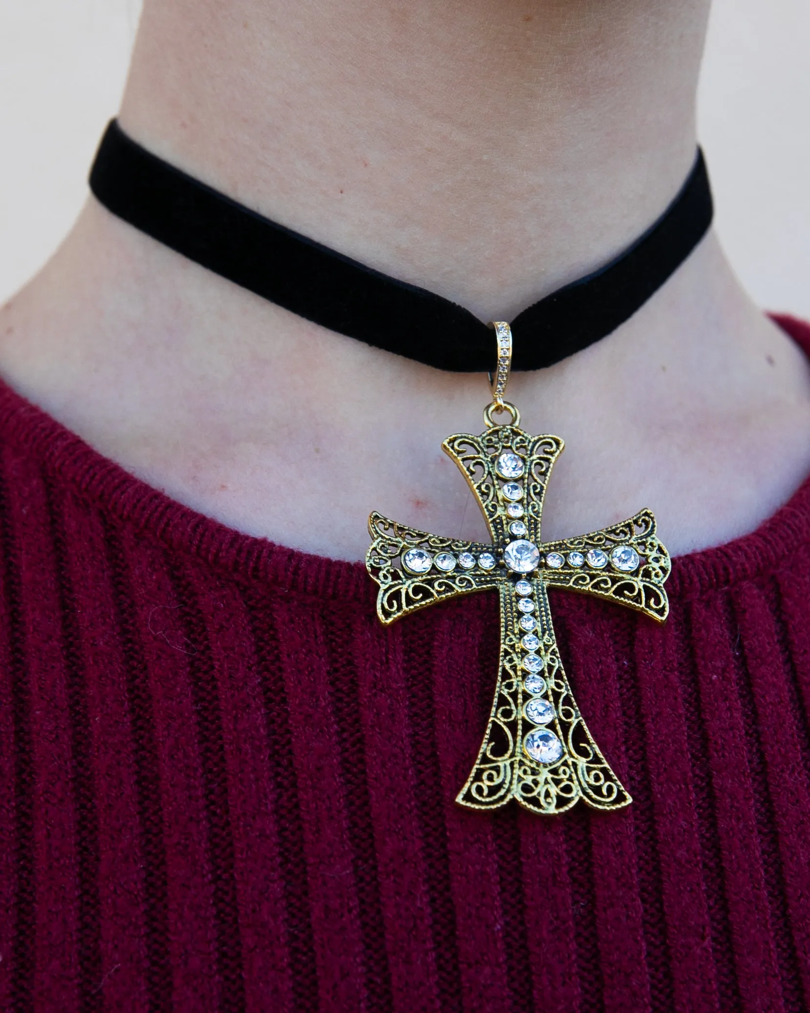 Velvet Cross Choker