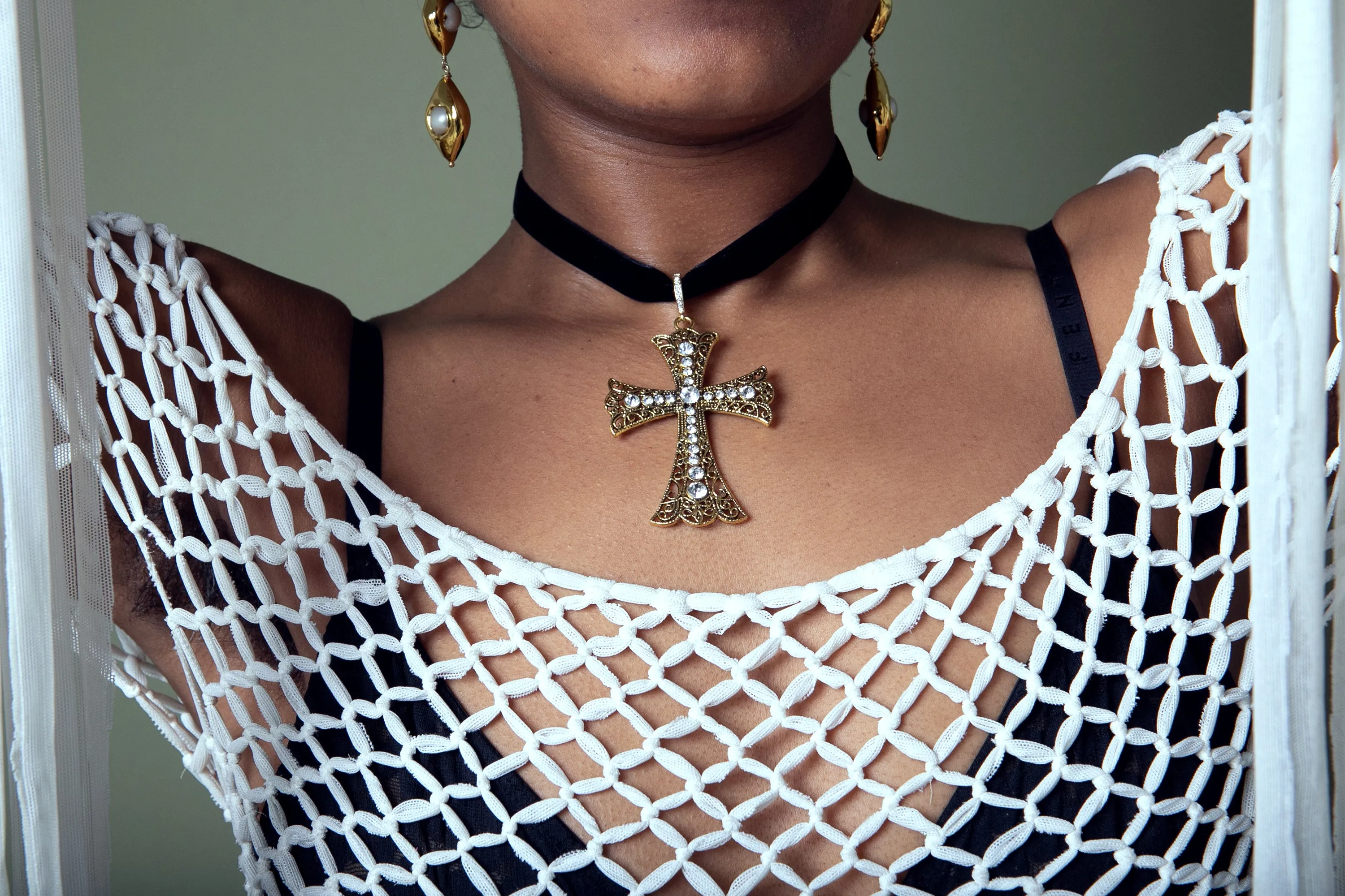 Velvet Cross Choker