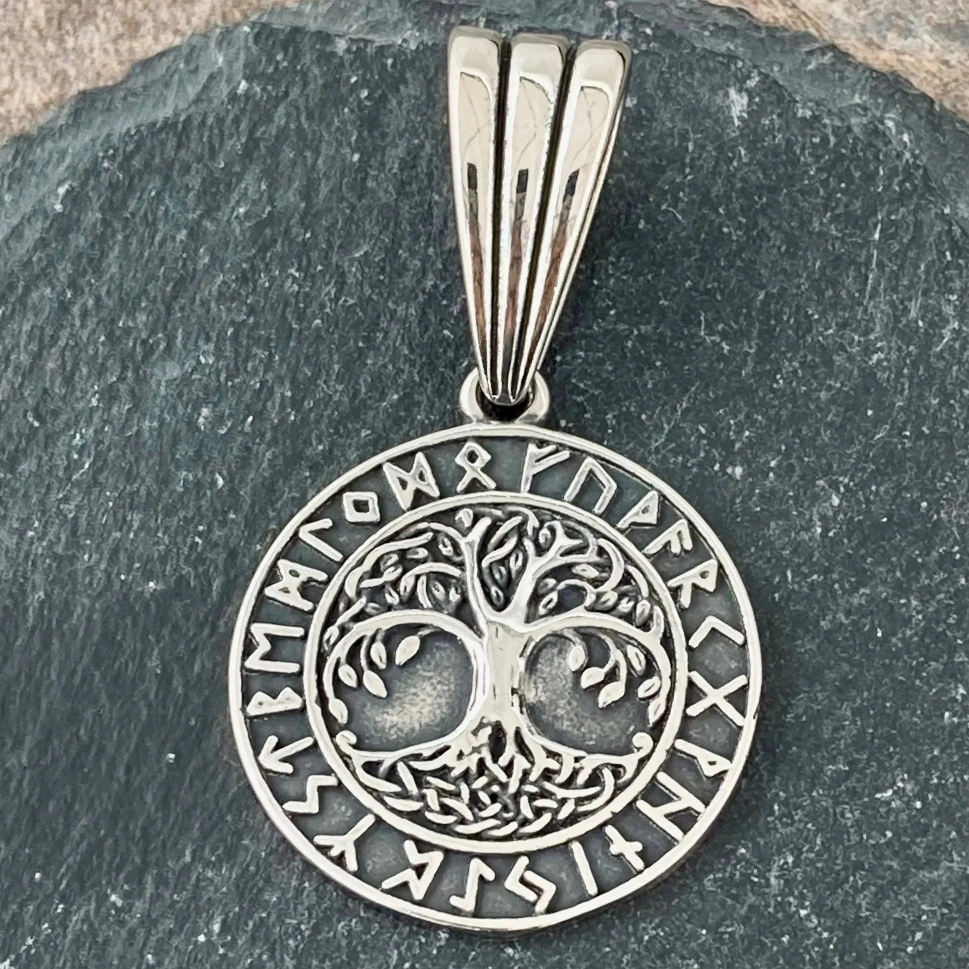 Viking - Tree of Life W/Runes - Yggdrasil Pendant - Necklace (792)