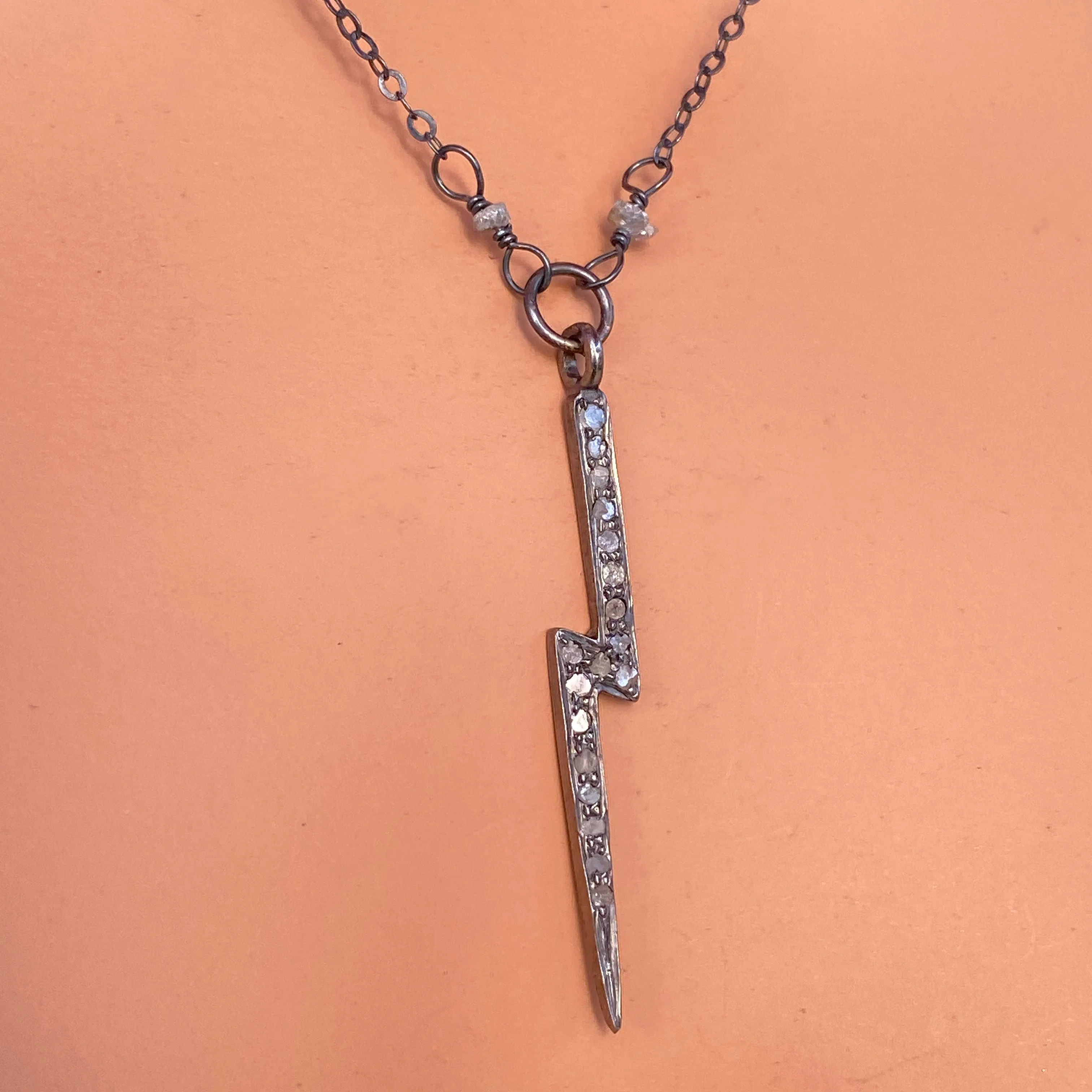 White Topaz Bolt Necklace