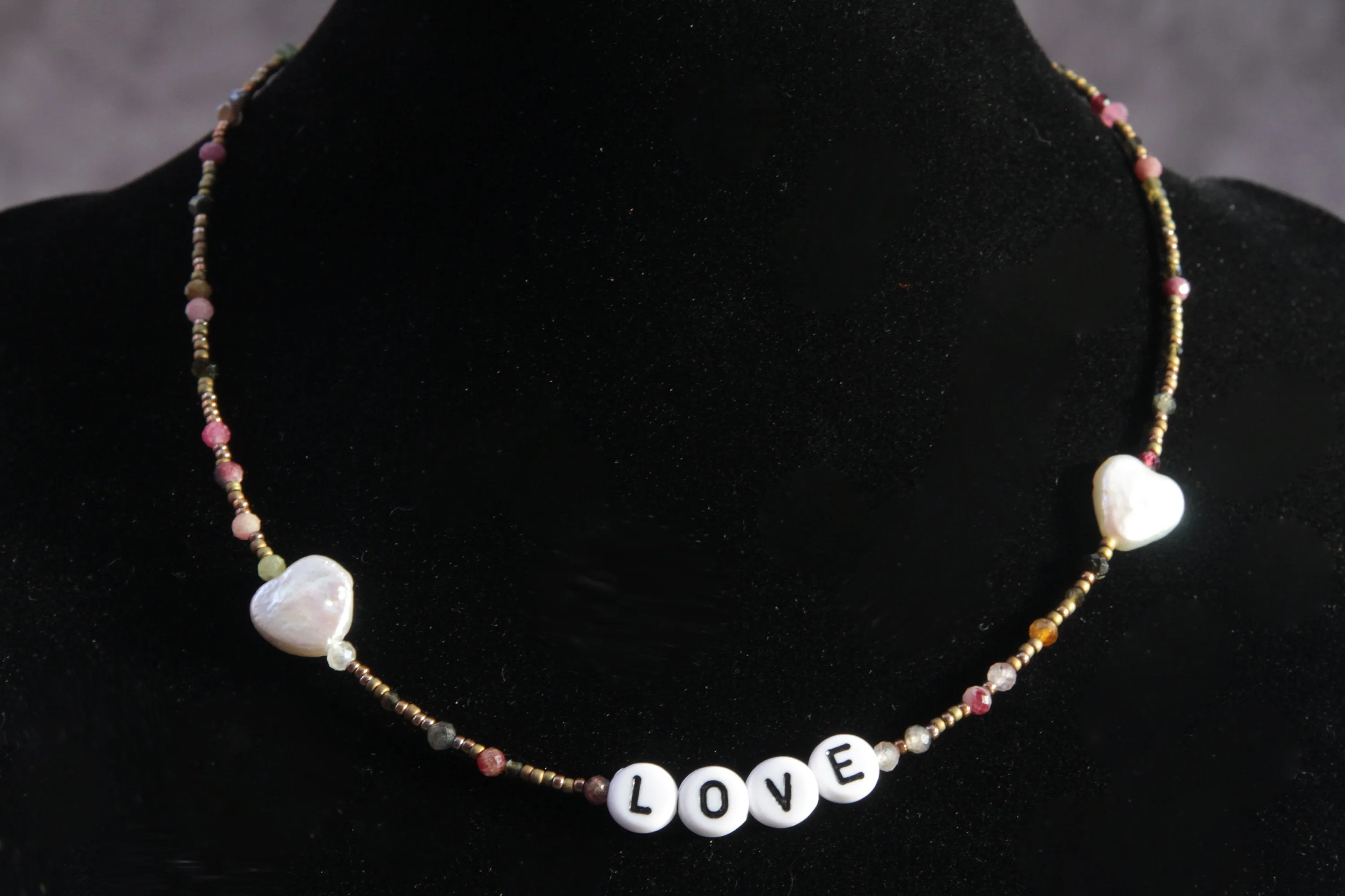 Womans LOVE Gemstone Choker Necklace