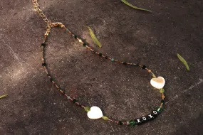 Women's Mother of Pearl and Gemstone XOXO Choker Necklace