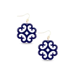 Zenzi Circular Swirl Earrings Navy