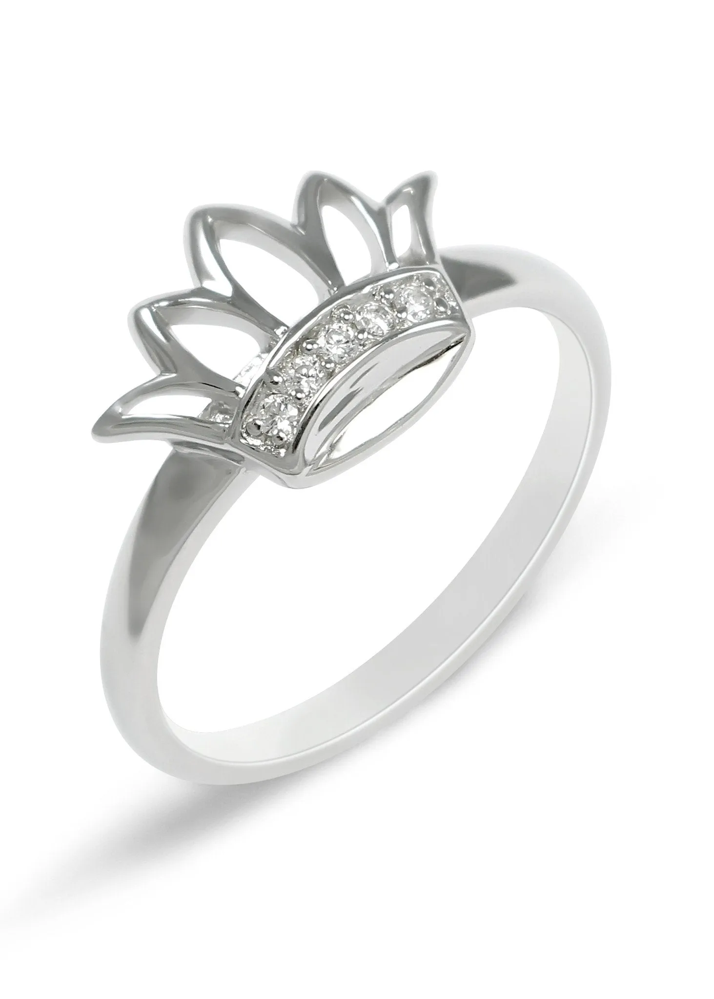 Zeta Tau Alpha Sterling Silver Crown Ring with Synthetic Diamonds